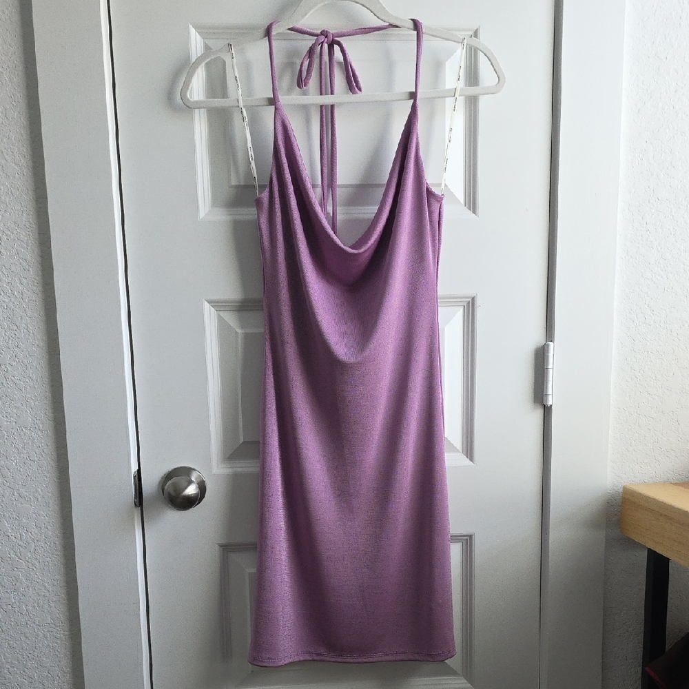 Rolka Coster Lavender Halter Mini Dress Medium #46